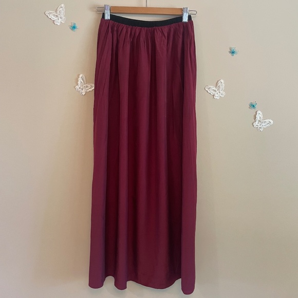 PinkMartini Satiny Deep Red Maxi Skirt - Picture 1 of 4